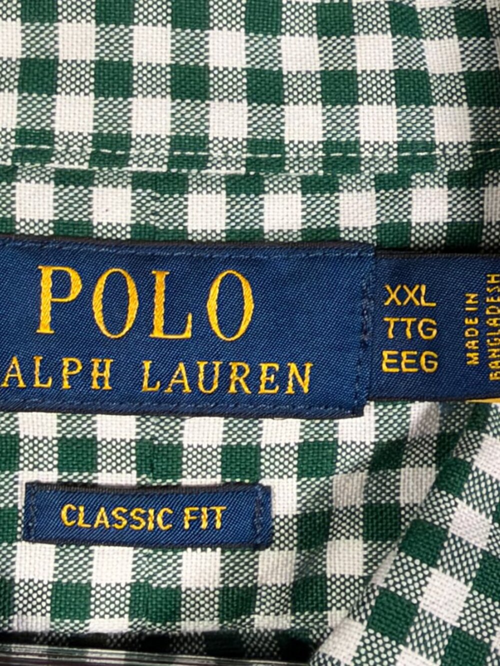 Ralph Lauren Button Up Shirt Men XXL Green Gingham Check Classic Fit Oxford $130